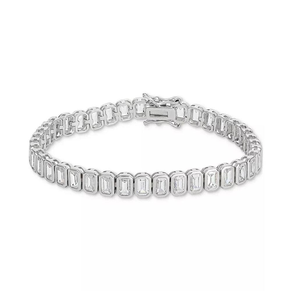 Cubic Zirconia Rectangle Tennis Bracelet in Sterling Silver